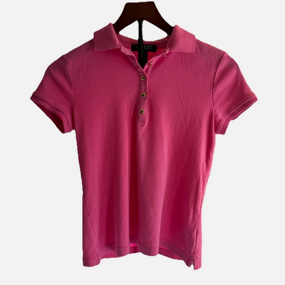 Lauren Ralph Lauren Women's Petite Size P/P Polo Shirt Pink Cotton